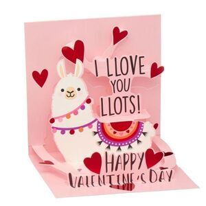 Pop-up Llama Valentine’s Day Card 4.5” x 4.5” I Love You Llots! Pink NWT New